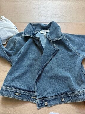 Kerri Rosenthal denim jacket in light blue wash ( moto style)